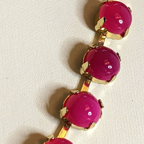 Natural Hot Pink Chalcedony Necklace & Earrings in 14K Gold Plated - Picture 5 of 8